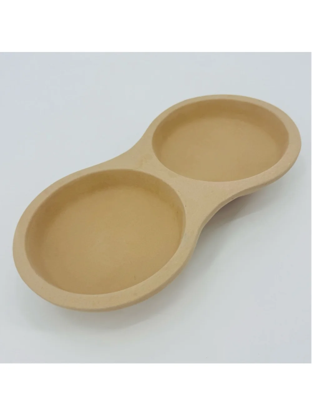 Pampered Chef Beige Stoneware Microwave Egg Cooker Double Baker